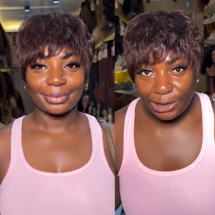Burgundy Red Voluminous Layered Cut Human Hair Wig - Short Bouncy Curls - Glueless Full Cap - Rafarada