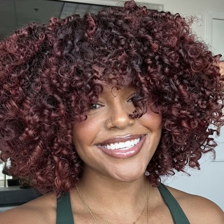 Burgundy Wine Highlight Kinky Curly Wig With Bands Human Hair Wig Glueless Lace Frontal Wig Natural Looking For Black Woman- Rafarada