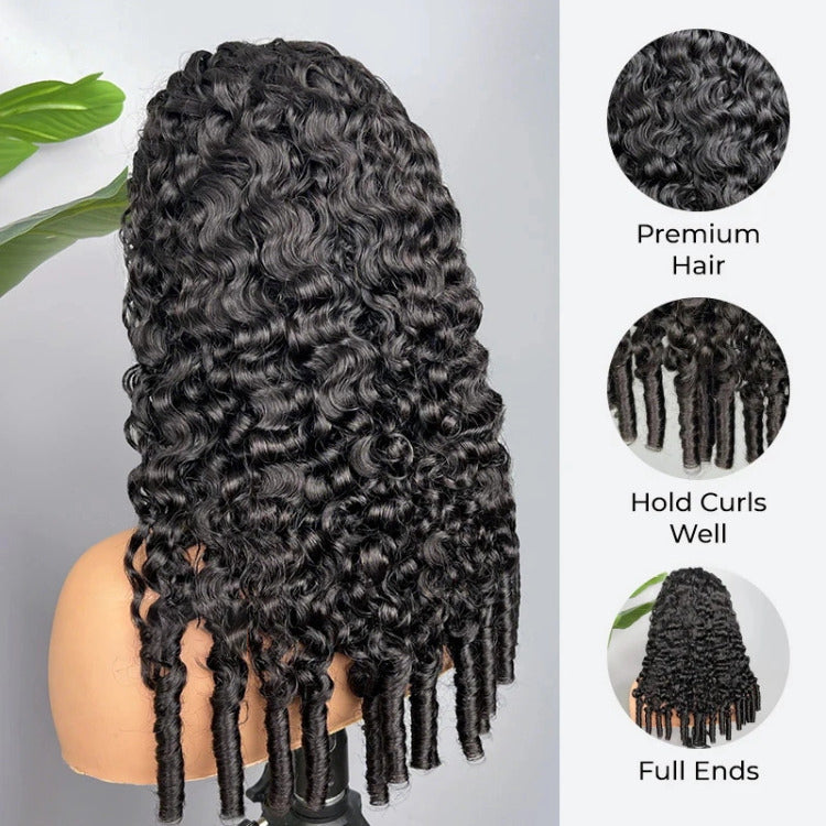 Burmese Curly Glueless Wig Bleached Knots 360 HD Lace Front Wig Invisi Draw-Strings Wig - Rafarada