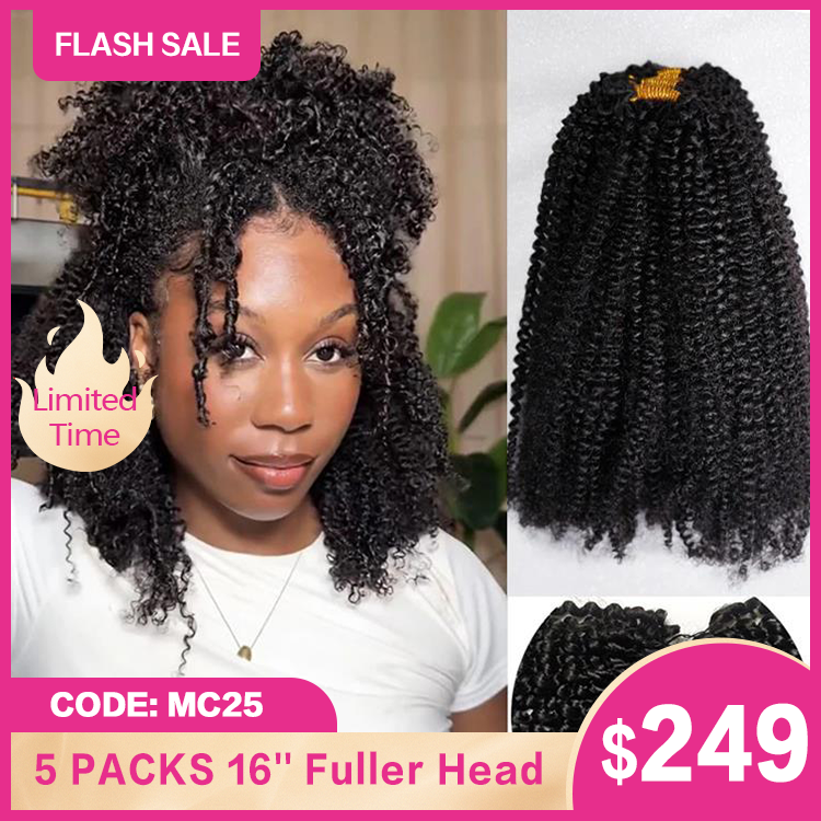 Afro Curly Crochet Hair Pre-Separated Feather Soft Raw Human Hair Extensions - Rafarada