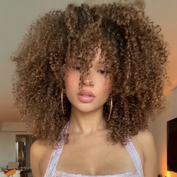 Caramel Ash Blonde Balayage Corkscrew Ringlet Lace Front Wig - Wear & Go Glueless Human Hair Wig with Smudged Brown Roots- Rafarada