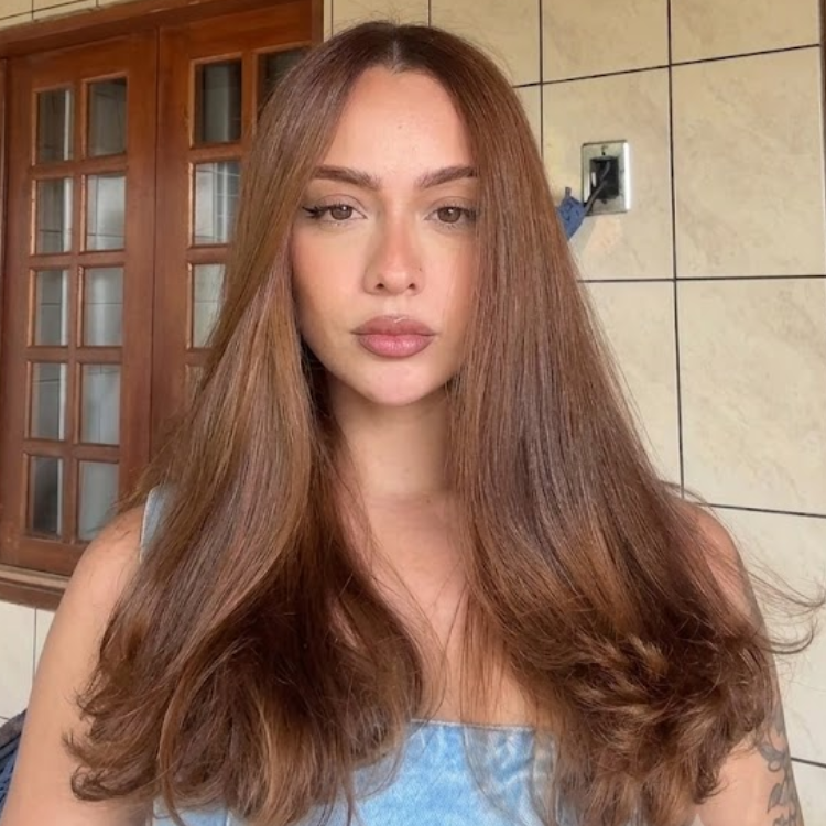 Caramel Brown Body Wave Straight Wig - Silky Blowout Look Human Hair Lace Wig- Rafarada