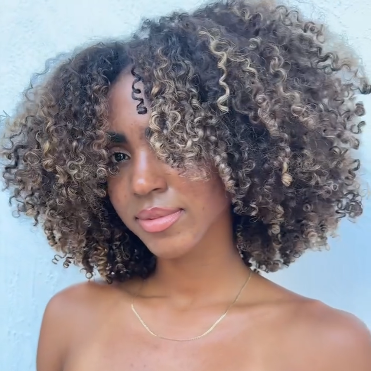 Natural Looking Kinky Coily Wig Seductive Caramel Gold Highlight Glueless Lace Frontal Human Hair- Rafarada