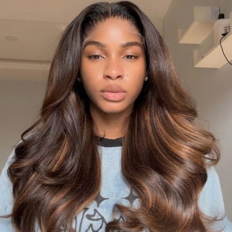 Caramel Piano Brown Big Bouncing Waves Curls Glueless Lace Front Human Hair Wig- Rafarada