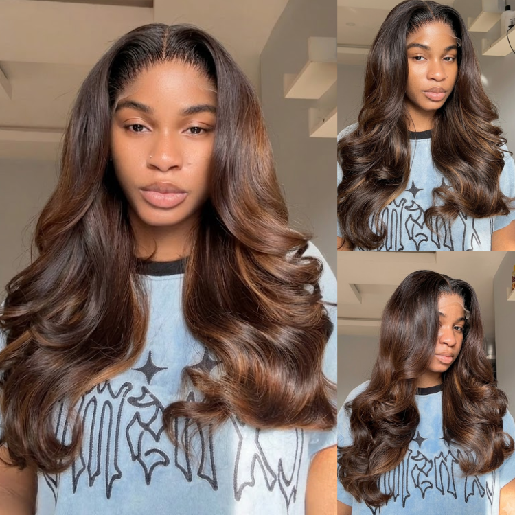 Caramel Piano Brown Big Bouncing Waves Curls Glueless Lace Front Human Hair Wig- Rafarada