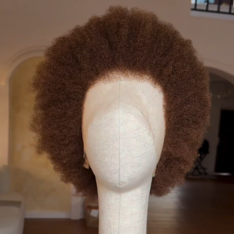 Chestnut Brown Tight Coily Short Pixie Wig - Voluminous Afro Texture - Defined Micro Kinky Twists - Rafarada