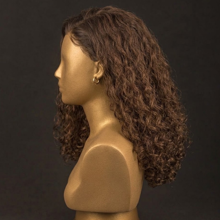 Glueless Chestnut Mocha Brown Defined 3C 4A Spiral Ringlets Lace Front Wig - High Density HD Transparent Lace Human Hair Wig- Rafarada