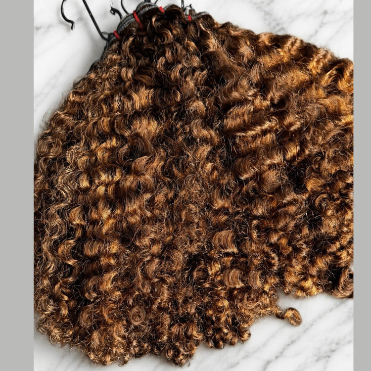 Deep Curly Wave Bundles Human Hair Chestnut Brown Color Human Hair Quick Wave Bundles Human Hair Extensions- Rafarada