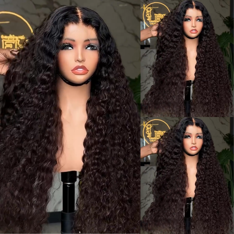Dark Root to Chocolate Brown Kinky Curly Lace Front Wig – Glueless Long Ombre Deep Curly Human Hair Wig with Voluminous Texture- Rafarada
