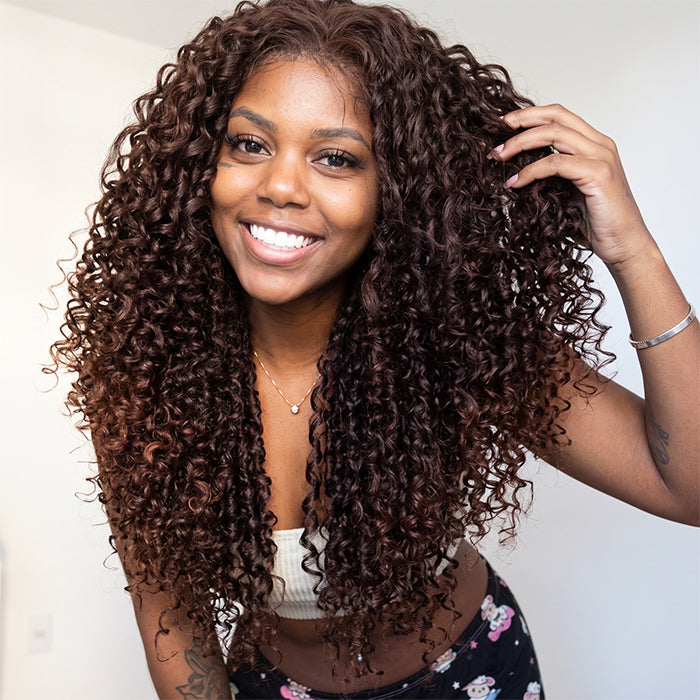 Chocolate Brown Jerry Curly Lace Front Wig Dark Brown Curly Human Hair Wigs for Black Women - Rafarada