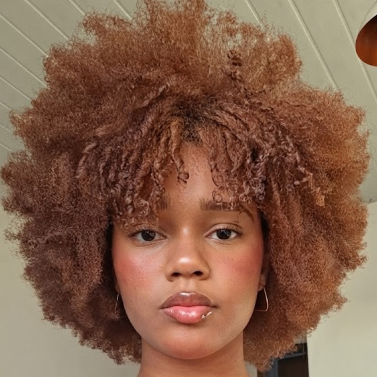 Voluminous Auburn Afro Kinky Curly Wig With Bangs - Cinnamon Brown Human Hair Wig- Rafarada
