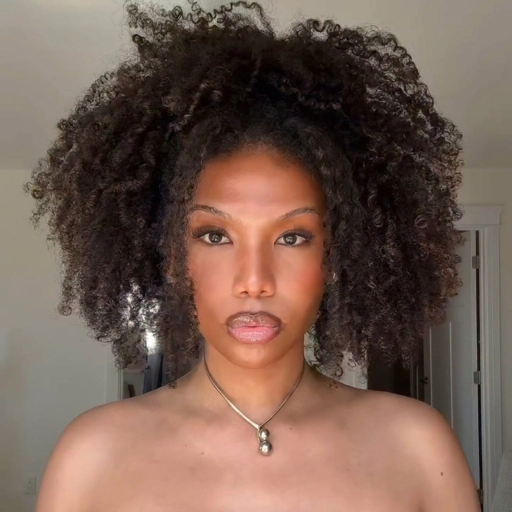 Glueless Lace Voluminous Kinky Coil Curls Human Hair Ombre Brown End Color Wigs for Women - Rafarada