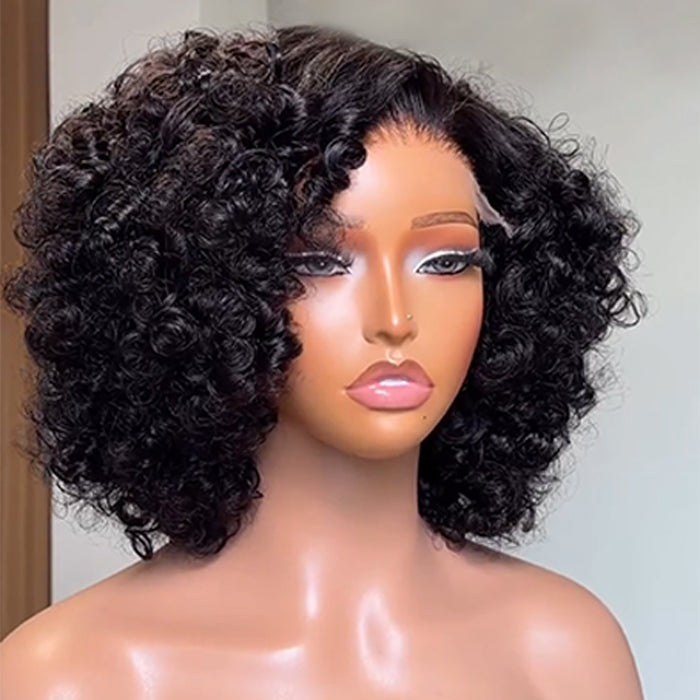 Coily Curly Wig Luxury Short Bob HD Lace Wig 100% Human Hair Voluminous Spiral Curls Glueless Wig - Rafarada