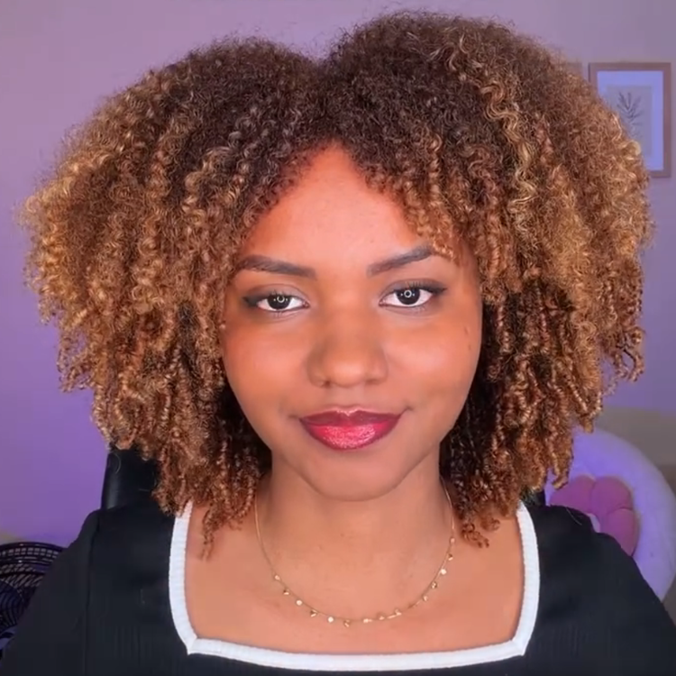 Golden Honey & Caramel Brown tight coily volume wig - Afro ringlet defining human hair wig for a fashionable, textured look- Rafarada