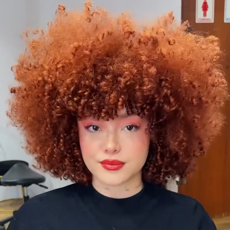 Vibrant Copper Ginger Red Glueless Kinky Coily Afro Curl Human Hair Lace Front Wig Big Voluminous Afro Textured Wig For Women- Rafarada