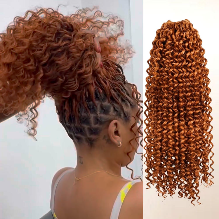 Copper Red Kinky Curly Crochet Braid Hair - Deep Wave Twist Bulk Human Hair Braiding Extensions for Women- Rafarada