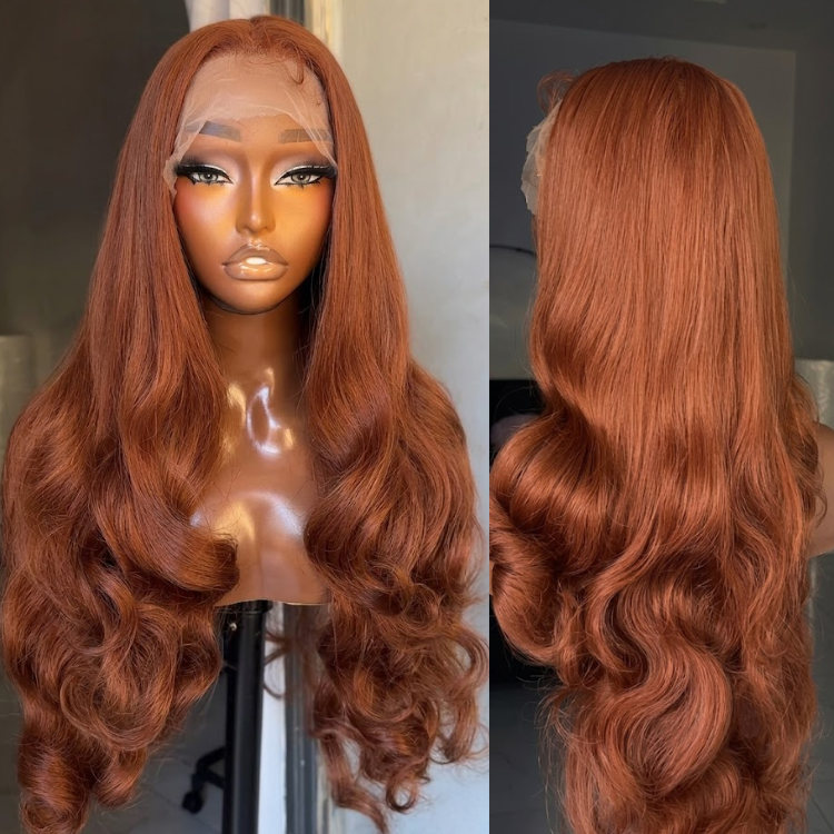 Glossy Dark Brown Body Wave Human Hair Wig - Solid Chocolate Brown Glueless Lace Frontal Wig in Voluminous Bouncy Wave- Rafarada