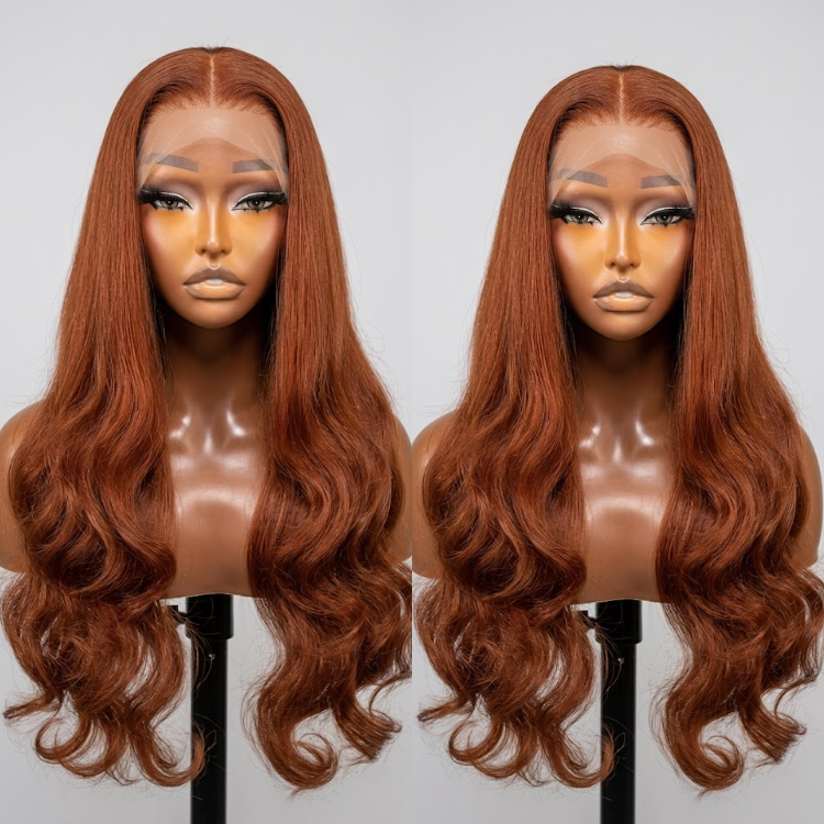 Glossy Dark Brown Body Wave Human Hair Wig - Solid Chocolate Brown Glueless Lace Frontal Wig in Voluminous Bouncy Wave- Rafarada