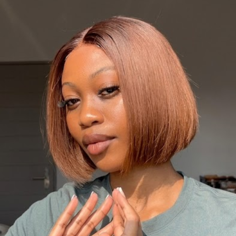 Straight Ombre Bob Wig for Black Women with Pre-Colored Dark Brown to Honey Blonde Ombre- Rafarada