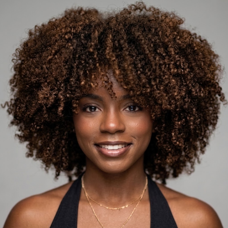 3C 4A Spiral Coiled HD Transparent Lace Frontal Human Hair Wig - Dark Chocolate Caramel Brown High Volume 100% Human Hair Wig for Women- Rafarada