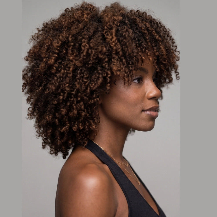 3C 4A Spiral Coiled HD Transparent Lace Frontal Human Hair Wig - Dark Chocolate Caramel Brown High Volume 100% Human Hair Wig for Women- Rafarada