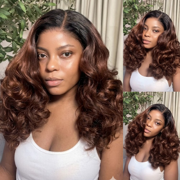 Dark Root Ombre Chocolate Brown Body Wave Lace Wig- Rafarada