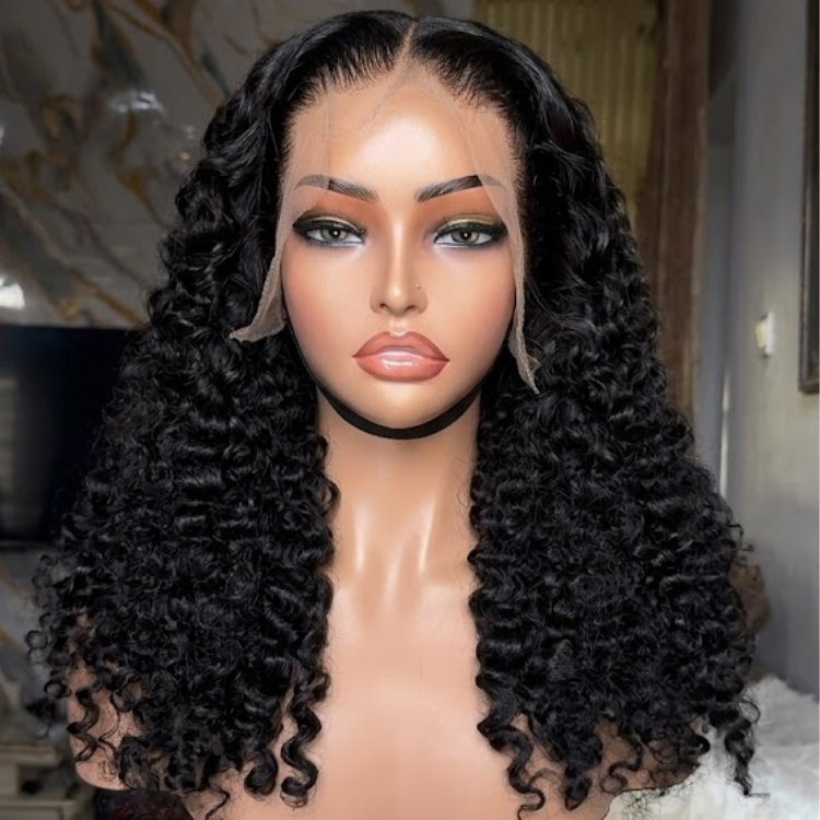 Luxury Deep Curly Glueless Human Hair Wig - HD Transparent Lace Frontal Wig, Ready to Wear Breathable Voluminous Curls- Rafarada