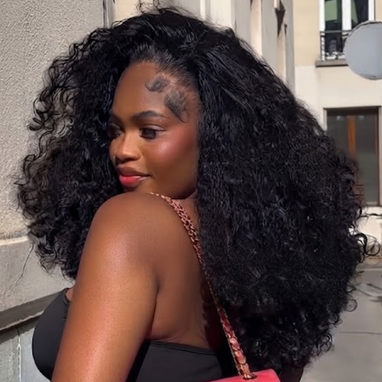 Voluminous Jerry Curly Lace Front Human Hair Wig - Natural Black Glueless Deep Curly Wig for Black Women- Rafarada