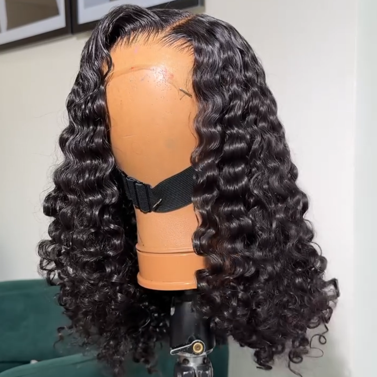 Deep Wave Human Hair Wig in Natural Black - Defined Wet & Look Curls - Rafarada