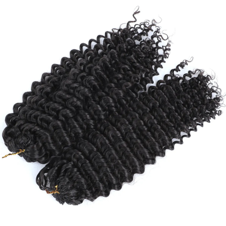 Deep Wave Crochet Human Hair Extensions 100% Human Braiding Hair For Crochet Braids & Locs Black Color - Rafarada