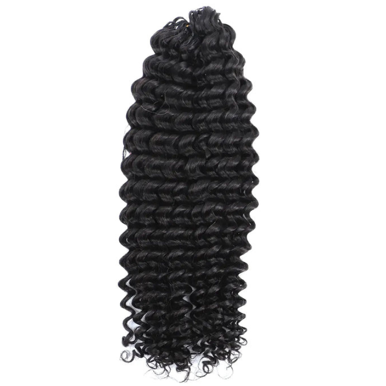 Deep Wave Crochet Human Hair Extensions 100% Human Raw Hair For Crochet Locs Black Color - Rafarada