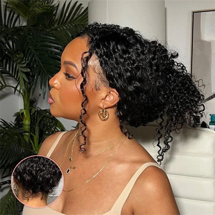 Deep Curly Snug Fit 360 Invisible Strap Glueless Pre-Bleached Human Hair Wig - Rafarada