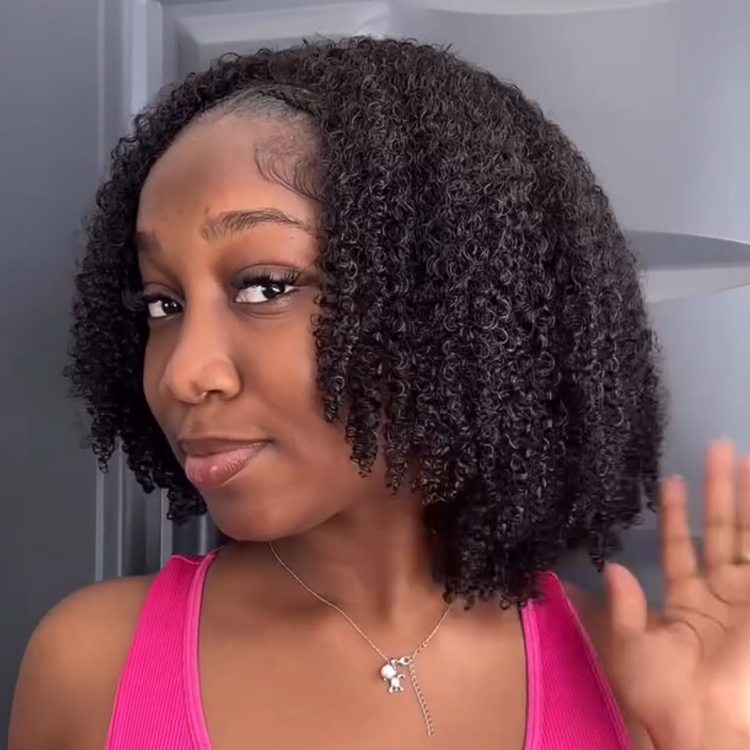 3-In-1 Half Wig High Density Natural Black 3C 4A Defined Coily Glueless Flexi-Fit Drawstring Wig- Rafarada