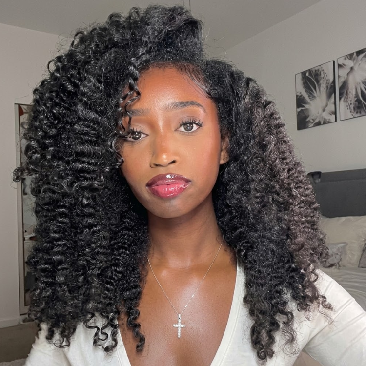 Natural Black Defined Twist Out Coils Human Hair Wig - Voluminous High Elasticity Afro Spiral Curly Wig- Rafarada