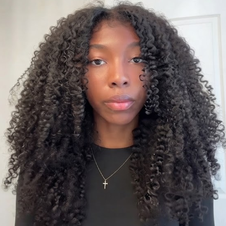 Extra Thick Natural Black Kinky Curly Lace Front Wig Natural Fullness, Baby Hair, HD Transparent Lace- Rafarada
