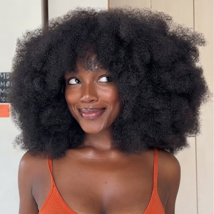 Glueless Ginger Blonde Afro Small Curly Wig with Bangs 4x4 Lace Human Hair Wigs Bouncy Kinky Curly Fringe Wig Pre-Plucked & Beginner Friendly - Rafarada