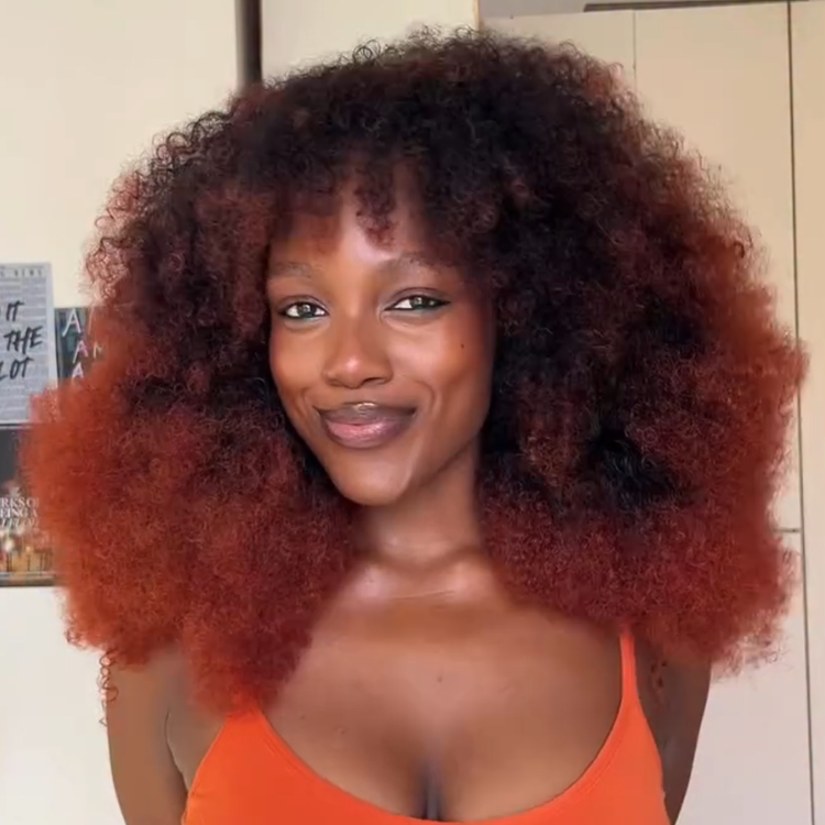 Glueless Ginger Blonde Afro Small Curly Wig with Bangs 4x4 Lace Human Hair Wigs Bouncy Kinky Curly Fringe Wig Pre-Plucked & Beginner Friendly - Rafarada