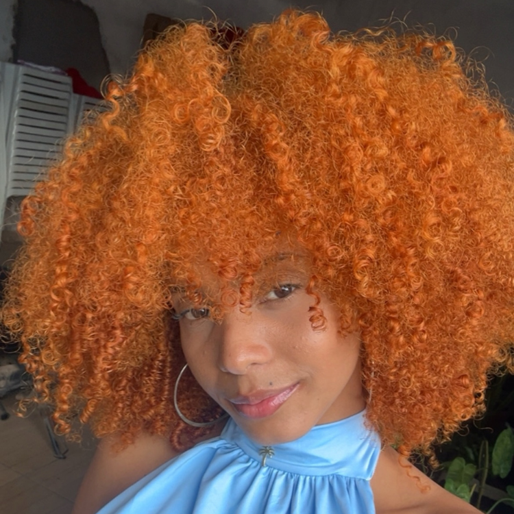 Ginger Orange Kinky Coily Wig with Bangs - Voluminous Afro Curly Glueless Human Hair Wig- Rafarada