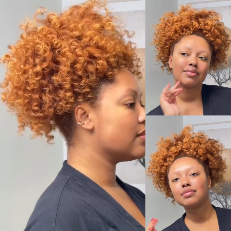Ginger Orange Fluffy Curly Human Hair Drawstring Ponytail Hair Extensions For Women - Rafarada