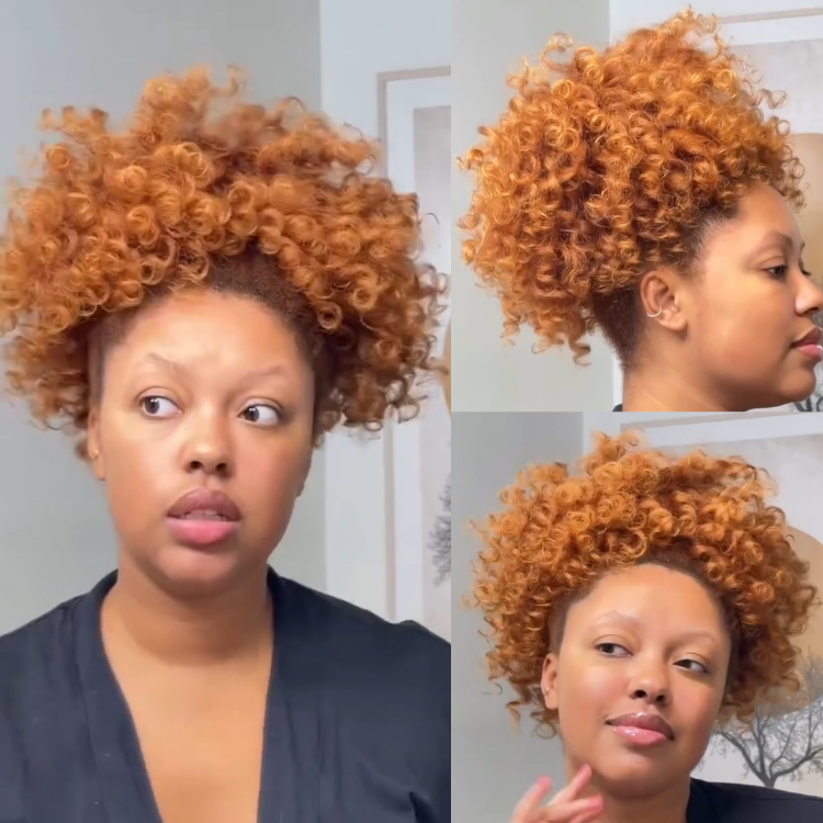Ginger Orange Fluffy Curly Human Hair Drawstring Ponytail Hair Extensions For Women - Rafarada
