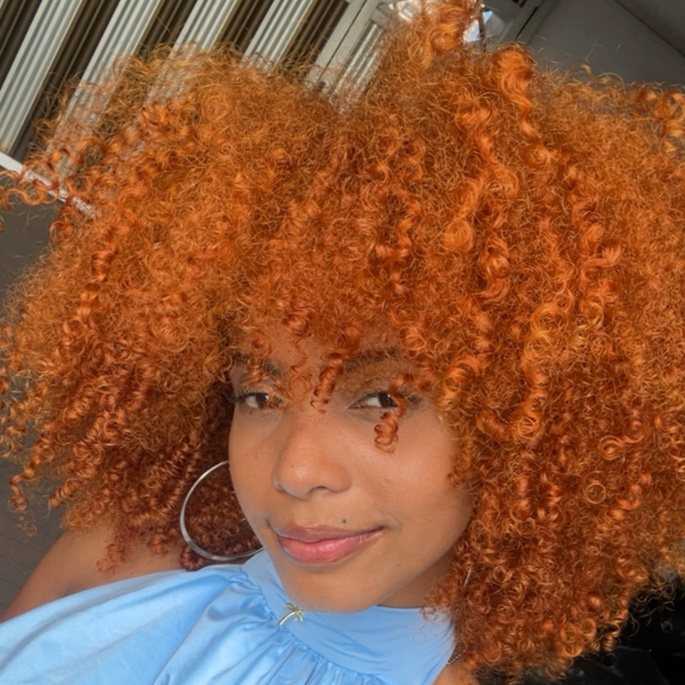 Ginger Orange Kinky Coily Wig with Bangs - Voluminous Afro Curly Glueless Human Hair Wig- Rafarada