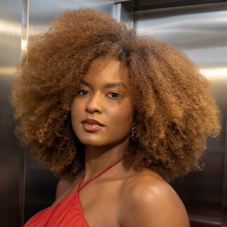 Golden Auburn Full Volume Afro Kinky Curly Human Hair Mixed Small & Deep Curls Wig- Rafarada