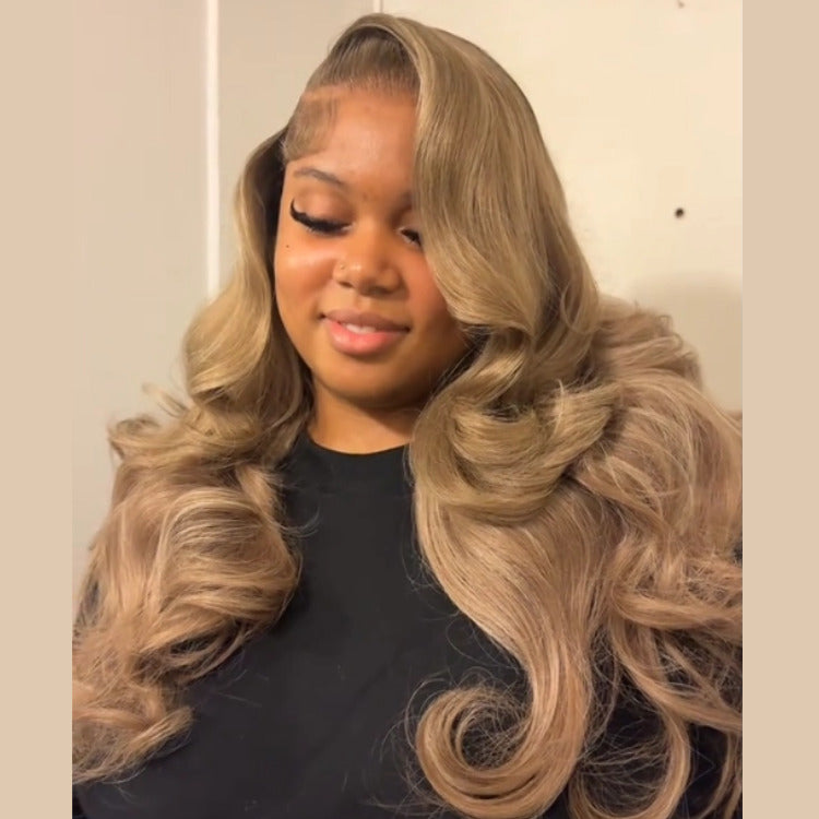 Body Wave Ginger Color Human Hair Wig HD Lace Front Wig Golden Caramel Color 220% Density Wig - Rafarada