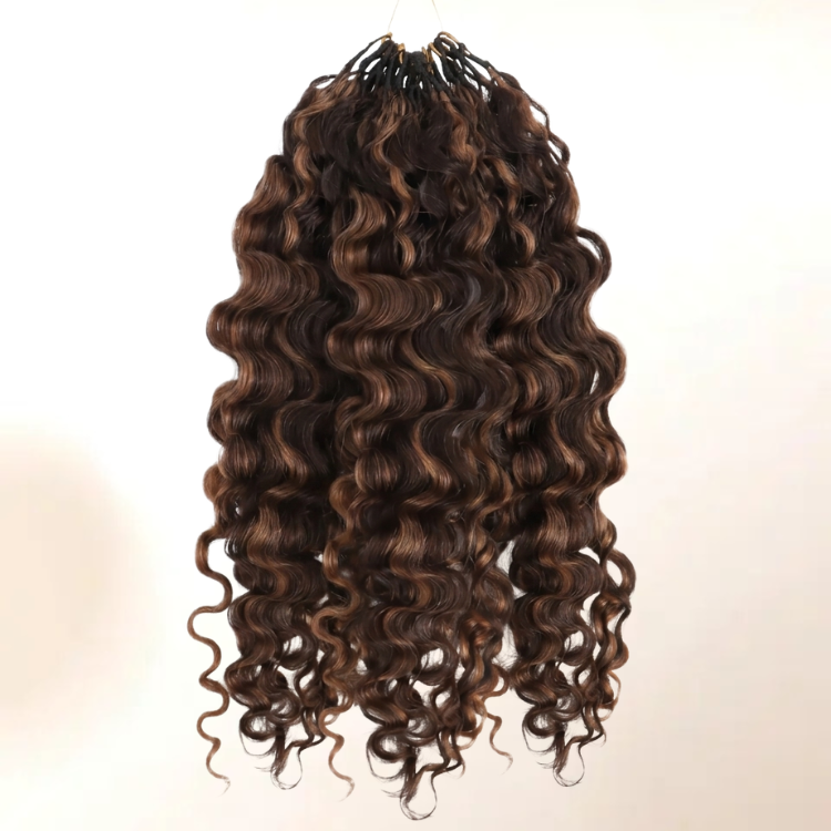 Highlight Burmese Curly Feather Crochet Hair Extensions P4/30 Color 100% Human Hair - Rafarada