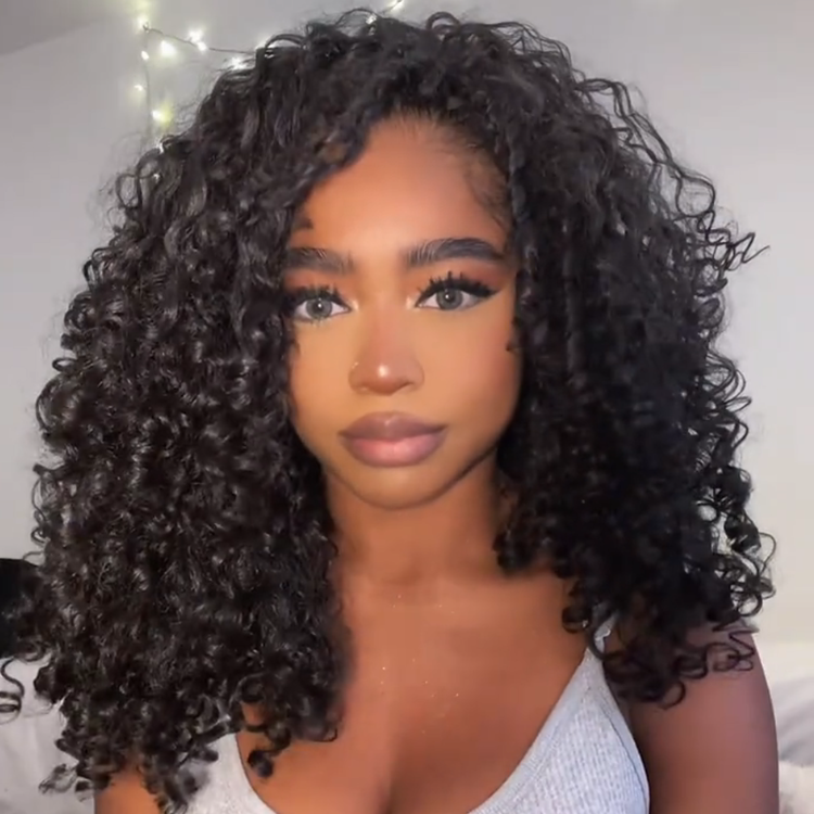 Burmese Curly Half Wig Glueless Wear Go Human Hair Wig InvisiFit Strap Easy Install Wig for Beginners - Rafarada