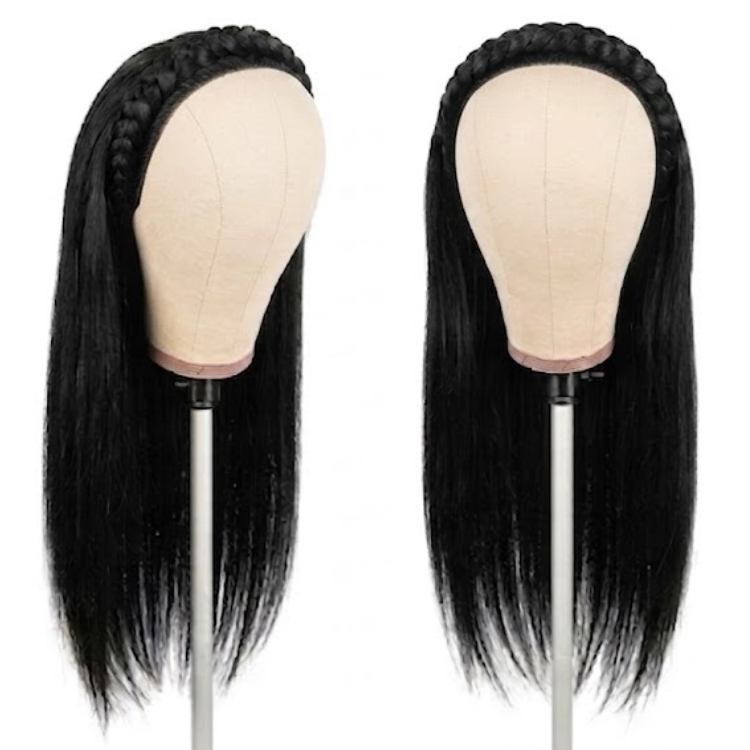 Wear & Go Half Wig - Seamless Braided Hairline, Long Straight Hair - Rafarada