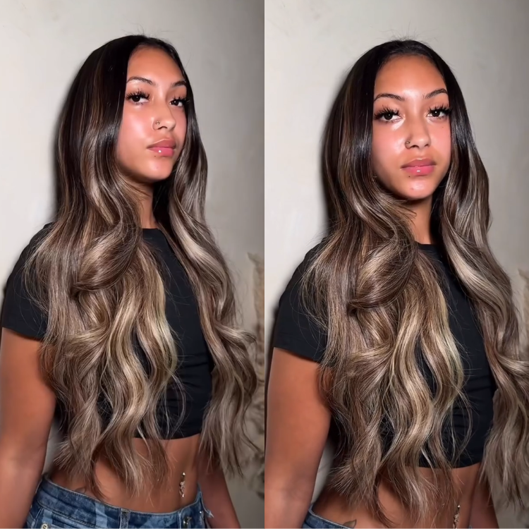 Ash Blonde Balayage Body Wave Lace Front Wig ¨C Soft Bouncy Loose Curls, Dimensional Highlight Human Hair Wig- Rafarada