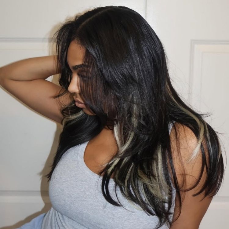Blonde Highlight Hair Lace Front Wig Layered End Curl Human Hair - Rafarada