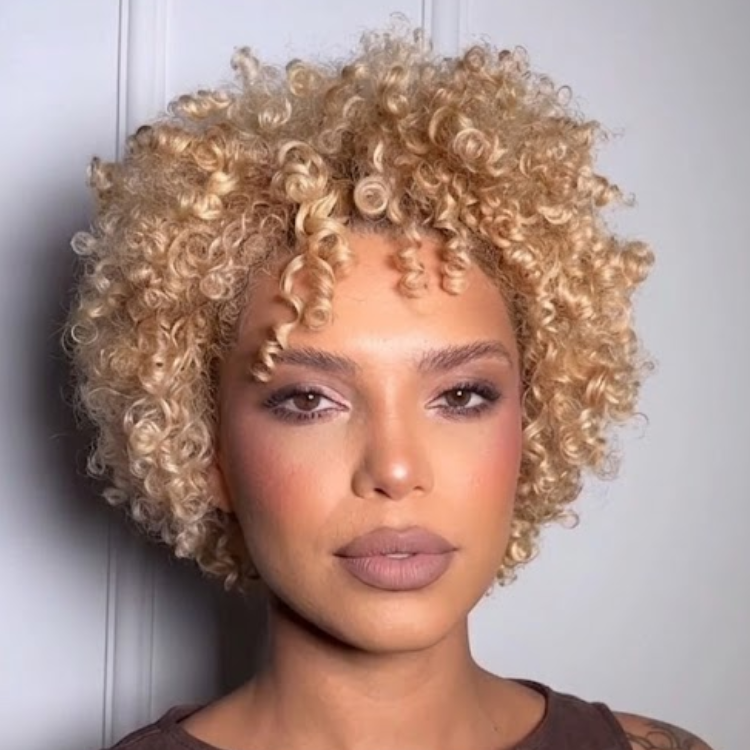 Honey Blonde Afro Kinky Curly Bob Wig with Bangs 100% Human Hair Short Glueless Tight Curl Wig for Women- Rafarada