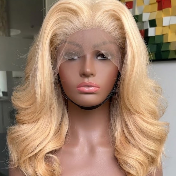Honey Blonde Voluminous Bouncing Curls Glueless Lace Front Human Hair Wig- Rafarada